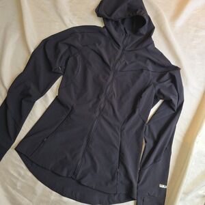 Lululemon Mist Over Windbreaker Size 6 Black Full Zip Hooded Jacket Athletic